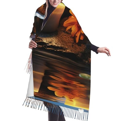 Candles Meditation Stones Winter Scarfs For Women Soft Long Warm Tassels Scarf Fashion Oversized Shawl Scarves Wraps