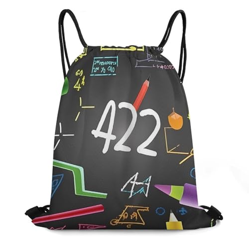 Math Quiz Drawstring Backpack Travel Sports Drawstring Bags Portable Storage Gym Bag for Men Women, 35*42cm, Style-1 - color: Style-1