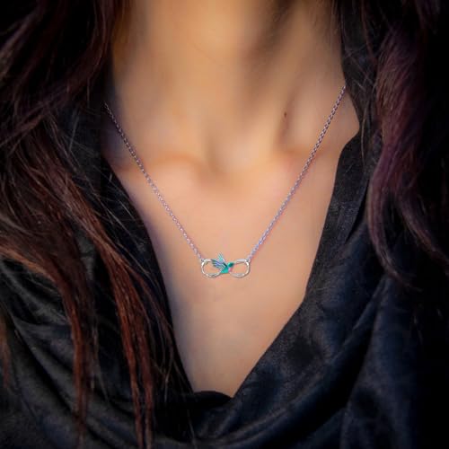 Hummingbird/Phoenix/Owl/Dove/Flamingo/Raven/Blue Jay/Cardinal/Peacock/Eagle/Parrot/Robin Necklace for Women 925 Sterling Silver Bird Pendant Necklace Animal Jewelry Gift for Mother Wife - style: Infinity Hummingbird Necklace