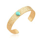 18K Gold Plated Open Cuff Bangle for Women Statement Brushed/Hammered/Textured Bracelet Layering Jewelry Love Gift for Her - style: Green-blue Turquoise Bangle