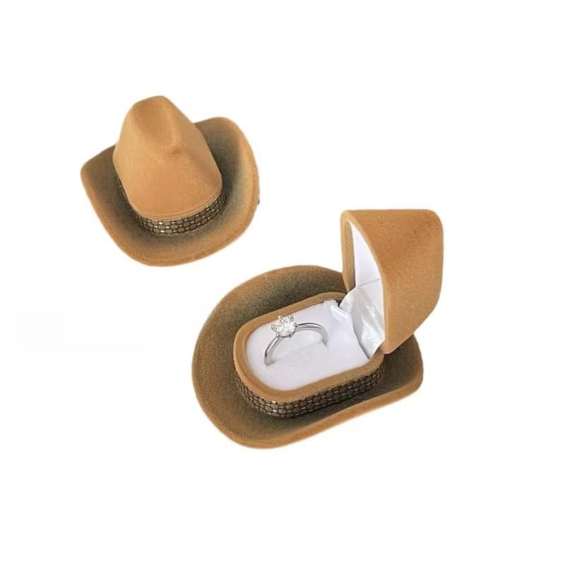 Hat-Shaped Jewelry Box Denim-Style - Mini Storage for Rings, Earrings & Necklaces, 2.7" x 2.2" x 1.5"