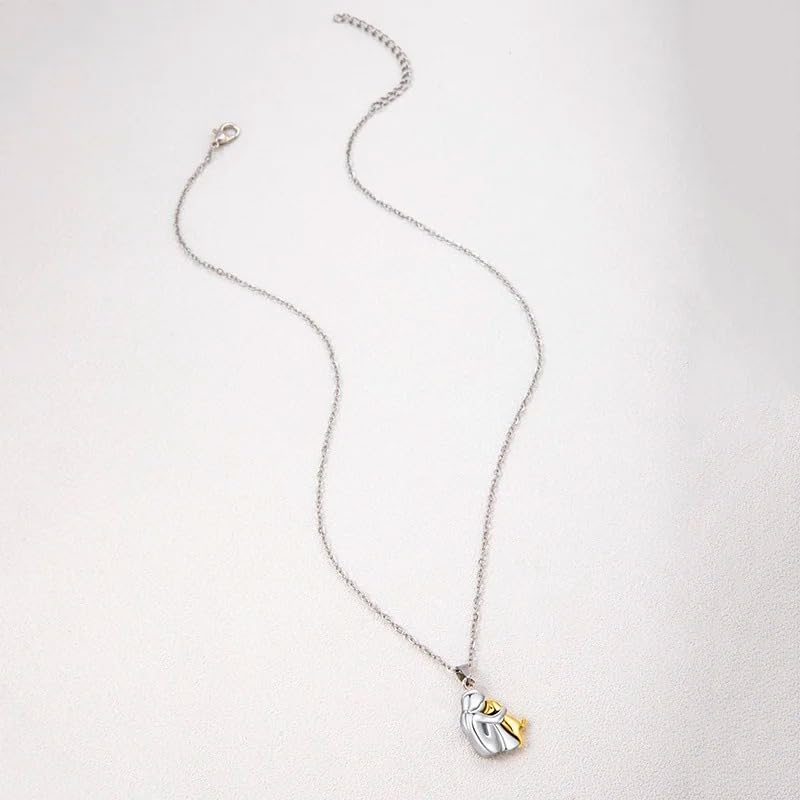 925 Sterling Silver Hug Necklace For Women And Men, 14K Yellow Gold Hugged Dog Necklace, Mom And Hug, Hug Angel Wings Pendant, Two Hands Hugs And Kisses Necklace, Hugging Necklaces For Women