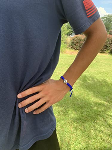 Sportybella - Baseball Bracelet, Baseball Jewelry, Adjustable Braided Baseball Bracelet, Baseball Gifts, Baseball Accessories - color: Blue