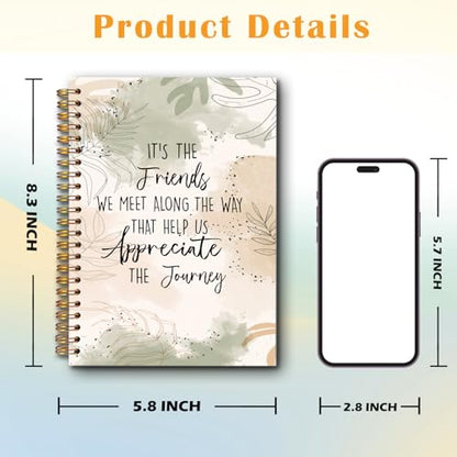JINYO Boho Friend Gifts Notebook, Gifts for Best Friend Journal, Friendship Gift Journal, It's the Friends We Meet Along the Way That Help Us Appreciate the Journey Spiral Notebooks 5.5x8.3 Inch - color: white Boho Friend Notebook