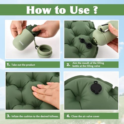 Inflatable Seat Cushion, Pump Up Lightweight Portable Airplane Seats Pad, Waterproof Chair Pad,Pressure Relief Seat Cushion for Long Flights Stadium Camping Office Trave