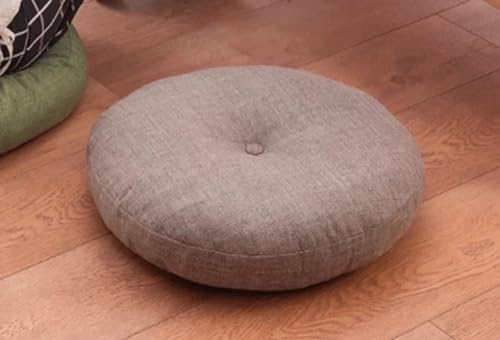 Round Seat Cushion,Japanese Futon,Large Cotton Linen Tatami Floor Pillow,Thicken Tufted Cotton Seat Cushion,Solid Color Floor Cushion,Yoga Meditation Cushion (Size:45x45cm(18x18inch),Color:Dark gray) - color: Dark Gray, size: 45x45cm(18x18inch)