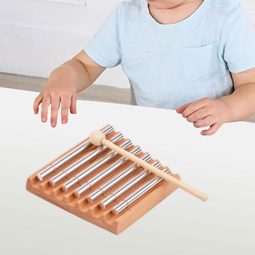 Colaxi Meditation Chime Wooden Chimes Bath Instrument Musical Instruments Wind Chimes with Mallet for Classroom Teachers Office Home, 7 Tone