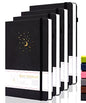 CAGIE 4 Pack Lined Journal Notebooks for Work, Hardcover Notebook Journal with Pen Loop, A5 Leather Notebook Journal Cover, Medium 5.7" x 8.3", (Black Ruled) - color: 4 Pack Black