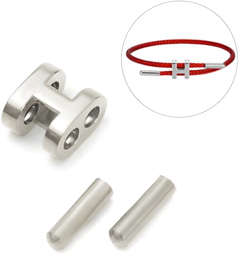 OSIRIDEH2 Bracelet with Adjustable Design Polished H Shape Buckle, Bracelets for Women, 18k Gold-plated Buckle Design Titanium Steel Wire Rope Women's Gift Jewelry - color: Red Silver