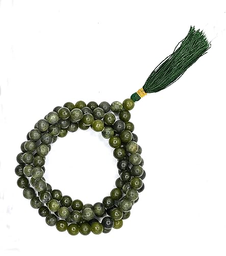 Amazing Gemstone Green Jade Mala Beads - 108 Prayer Beads for Meditation and Mindfulness Practice, Handcrafted Mala Beads with Natural Gemstones for Spiritual Healing and Relaxation (Plain) - color: Green Jade, style: Plain