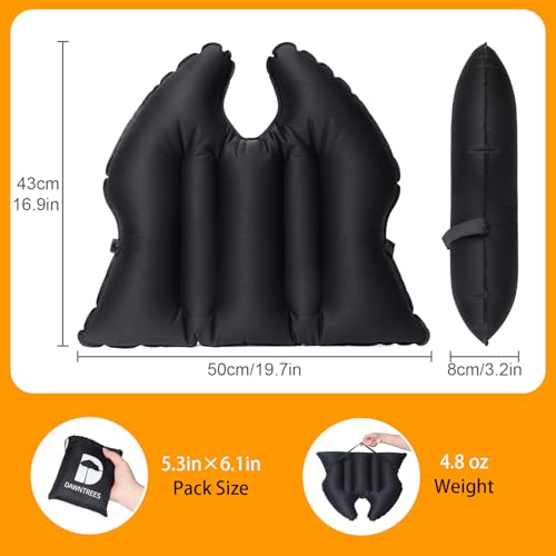 DAWNTREES 2-in-1 Inflatable Seat Cushion & Lumbar Support – Lightweight & Waterproof – Portable Air Cushion for Office Chair, Car, Travel, Camping – Black - size: 1 PACK