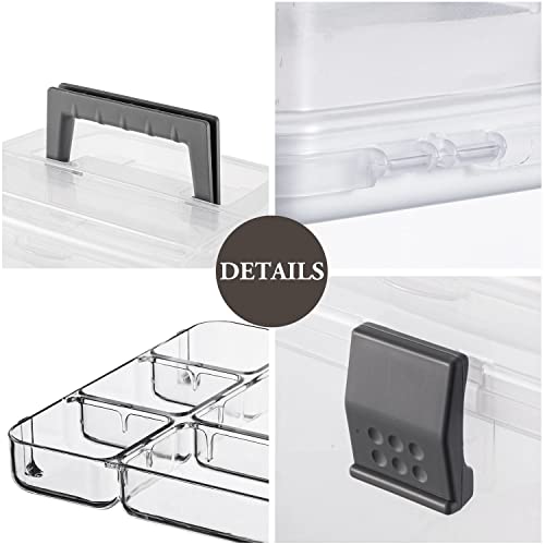 MyGift 10 Inch Premium Clear First Aid Kit Bin with Detachable Tray and Gray Top Handle, Portable Emergency Kit, Medical Supply Travel Tote, Medicine Storage Box Container - color: Gray