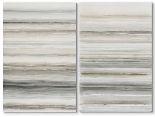SIGNWIN Canvas Print Wall Art Soft Gray Horizontal Watercolor Stripes Neutral Abstract Modern Art Minimalist Neutral Decor for Living Room, Bedroom, Office - 16"x24" x 2 - color: Bs16-2507-m12, size: 16" x 24" x 2 panels
