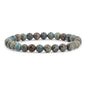 Justinstones Gem Semi Precious Gemstone 6mm Round Beads Stretch Bracelet 6.5 Inch Unisex - color: Blue Wood Veins Jasper