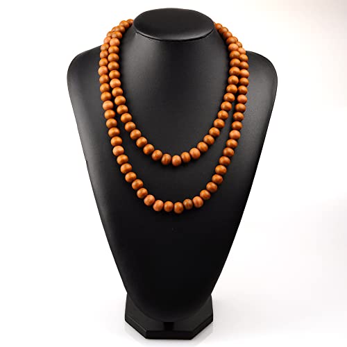 COLORFUL BLING Ethnic Natural Wood Beads Necklace for Men Women Africa Wooden Chain Chunky Strand Necklace Statement Hip Hop Jewelry - color: long