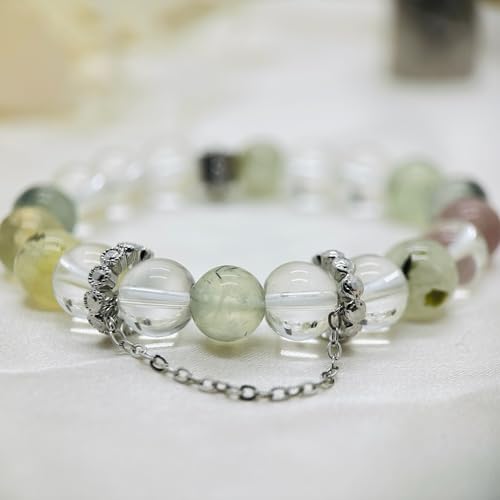 Birth Flower Crystal Bracelets for Women, Handmade Natural Gemstone Stretch Jewelry with Healing & Positive Energy - color: May. LIly of the Valley & Quartz