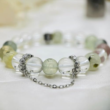 Birth Flower Crystal Bracelets for Women, Handmade Natural Gemstone Stretch Jewelry with Healing & Positive Energy - color: May. LIly of the Valley & Quartz