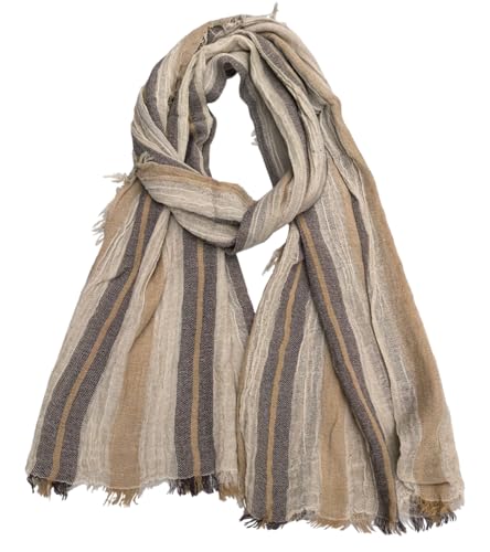Artistic Retro Cotton And Linen Scarf, Plain Tie Dye Gradient Autumn And Winter New Soft Cotton Shawl - color: Light Khaki