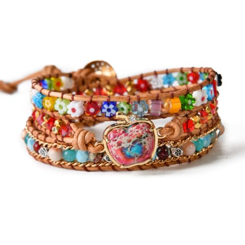 YGLINE Boho Handmade Natural Stone Wrap Bracelets Crystal Beads Bracelet Jewelry