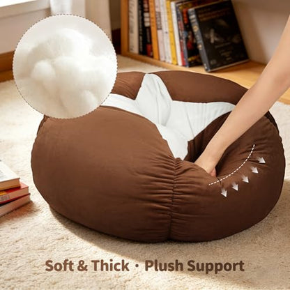 Extra Large Shiitake Mushroom Floor Cushion Pillow – Plush Floor Cushion for Sitting & Activities, for Reading, Gaming, Meditation & Home Decor – Cute Round Plush Chair Cushion.60cm/23.6Inch - style: Shiitake
