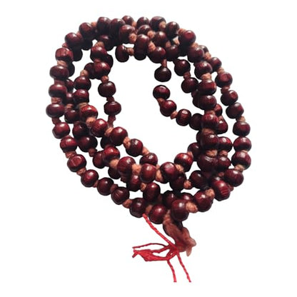 BHAVICREATION Tulsi Mala 108 Beads for Neck with Gaumukhi Jap Mala Bag for Pooja Worship (Red Tulsi mala) - color: Red Tulsi Mala 8 MM