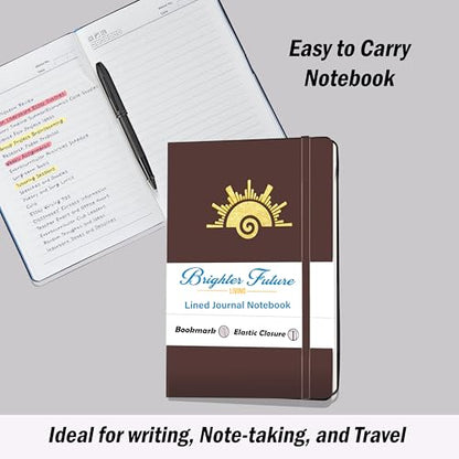 Lined Journal Notebook - A5 Hardcover Faux Leather Journals | - Journaling Notebook for Women Men | 240 Pages Ruled Notebooks Writing Travel Business Work Journal | Great Gift for Graduates and Teachers (Brown)