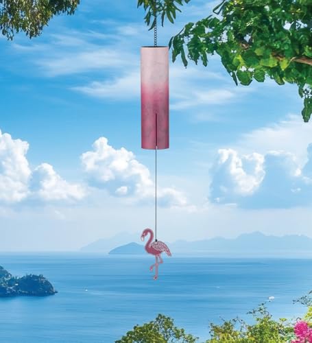Regal Art & Gift Shoreline Wind Bell Chimes - Outdoor Decorative Metal Hanging Chime - Relaxing Sound for Yard, Patio, Porch or Garden - Flamingo
