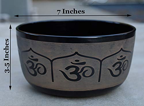 Tibetan Meditation Hindu OM Singing Bowl Mallet Mat Cushion Set (7 Inches, Om) - color: OM, size: 7 Inches