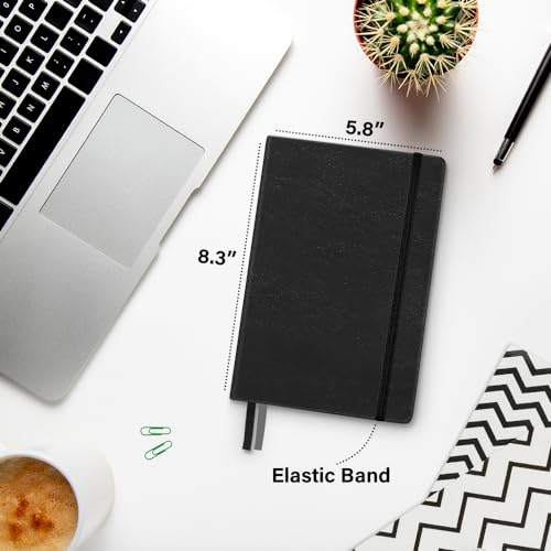 Plexon Lined Journal Notebook, Notebook Journal 160 Pages, Lined Notebook Medium 5.7 inches x 8 inches, 120 GSM Thick Paper, Black, Hardcover - color: Black, style: Lined