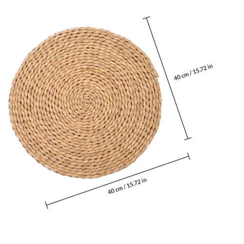 Angoily Woven Round Meditation Cushion 40cm Diameter Thick 1.5cm Eco-Friendly Plant Floor Pillow for Indoor Seating and Picnic Floor Pad