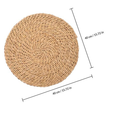 Angoily Woven Round Meditation Cushion 40cm Diameter Thick 1.5cm Eco-Friendly Plant Floor Pillow for Indoor Seating and Picnic Floor Pad