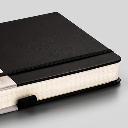 EMSHOI Graph Paper Notebook - 256 Pages A5 Graph Notebook/Journal, Hard Cover, 120gsm Thick Paper, Smooth PU Leather, Inner Pocket, 5.75'' × 8.38''-Black - color: Black, size: A5-Graph