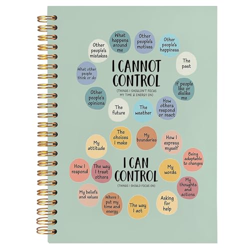 BearCake Notebook Journal, Blue Floral Notebook for Women,Journal for Women, Aesthetic Office Supplies Hardcover Spiral Notebook 5.5x8.3 644 - color: physiotherapy-Controllable or uncontrollable green