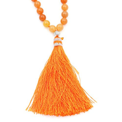mala Beads Necklace for Women Man, mala Bracelet, Prayer Beads Necklace - color: orange aventurine