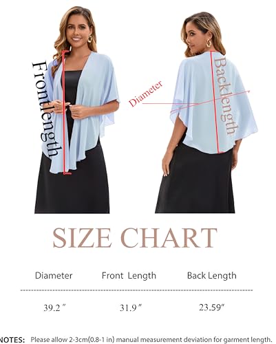 Baoqiya Chiffon Shawl Evening Scarf Shawls and Wraps for Women Wedding Party Bridal Scarves Cover Ups - color: Sky Blue