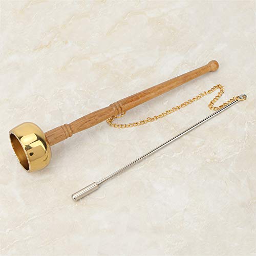 Brass Hand Bell, Buddhist Supplies Wooden Handle Singing Scripture Implement With Classic Design for Collection or Gifts