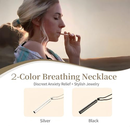 Anxiety Breathe Easy Necklace – Mindfulness Breathing Tool with Stainless Steel Pendant for Natural Calm, Stress Relief