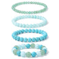 4pcs Beaded Bracelets for Women,Natural Healing Crystal Gemstones Bracelet,Anxiety Stress Relief Bracelet Handmade purple Jewelry Gifts for Women - color: Green Aventurine&Amazonite&Green Turquoise