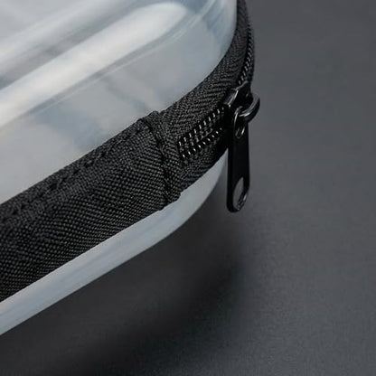 Clear Hard Shell Travel Case with Zipper, Portable Plastic Organizing Pouch, Black Trim, Transparent Storage Container (Grey) - color: Grey