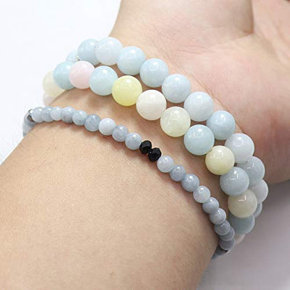 Tree of Life Yoga Healing Stone Bracelets,Multilayer Lotus Chakra Stone Reiki Bracelet Sets,Anxiety Crystal Natural Stone,for Women Stress Relief - style: Aquamarine + Morganite