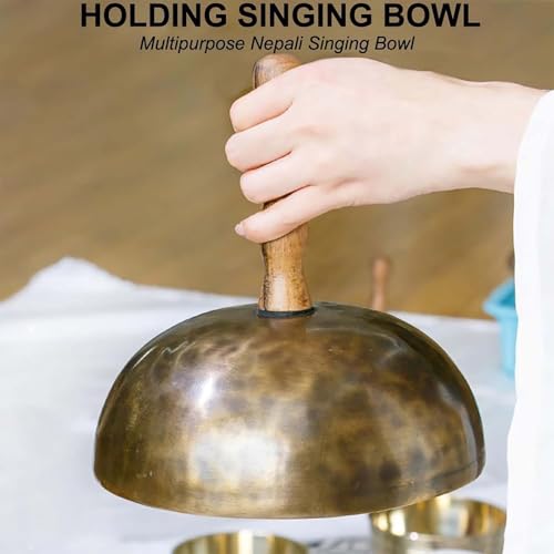 Handheld Metal Singing Bowl,Easy to Carry Meditation Sound Bowl, Removable Meditation Yoga Buddha Sound,Tibetan Meditation Set for Yoga, Chakras, Unique Gift,19-20cm - size: 19