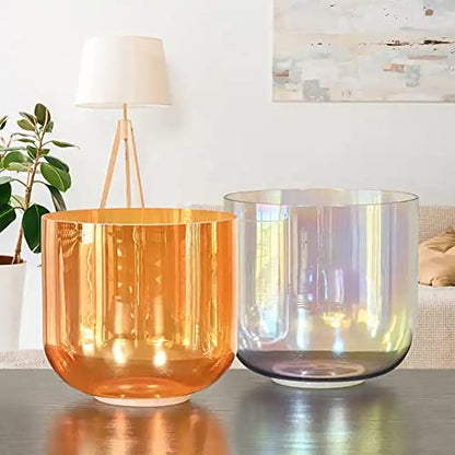 Crystal Singing Bowl Set, 432Hz,with Free Mallet & O-Ring, Frosted Quartz Sound Bowl for Yoga Meditation & Healing,8" F - size: 8"F