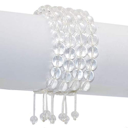 AD Beads Natural 10mm Gemstone Bracelets Healing Power Crystal Macrame Adjustable 7-9 Inch - color: Clear Crystal