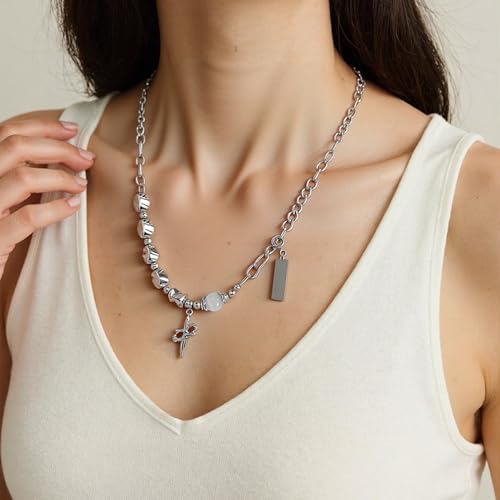 Y2k Irregular Necklace Star Pendant Moonlight Stone Fashion Collar Chain Design Spicy Silver Jewelry for Women - color: Style21