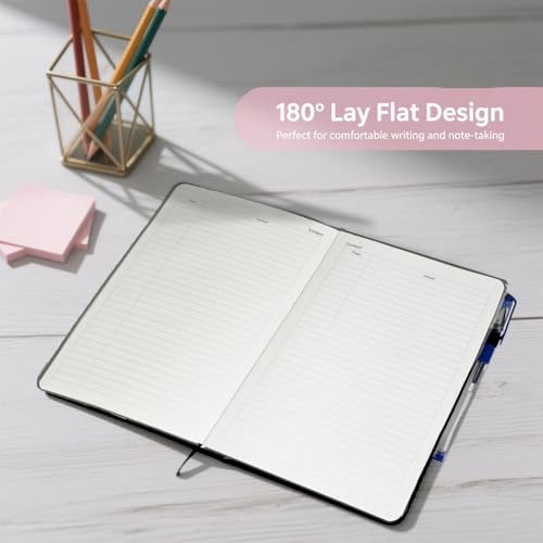 Lined Journal Notebook Linen Hardcover Ruled College Ruled Journals for Writing Note for Women Men Office School - color: Beige