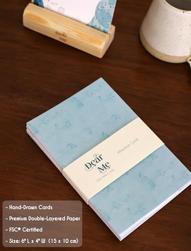Dear Me Calmness Affirmation Cards – Uniquely Designed Mindfulness Deck with Wooden Stand – Positive Daily Affirmations for Stress Relief, Relaxation – Self Care Gift for Women & Men