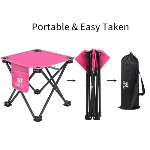 Opliy Camping Stool Upgrade Foot Stool for Camping Fishing Hiking Gardening and Beach, Camping Seat with Carry Bag (Rose Red) - color: Rose Red