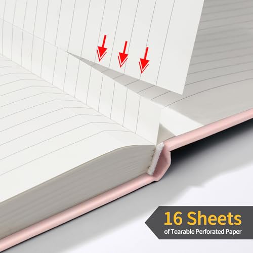 Annecy Lined Journal Notebook, Hardcover Leather Journal for Women & Men, 160 Numbered Pages, Medium 5.5" x 8.25", 100 GSM Thick Paper, Pink - color: Pink, style: Lined