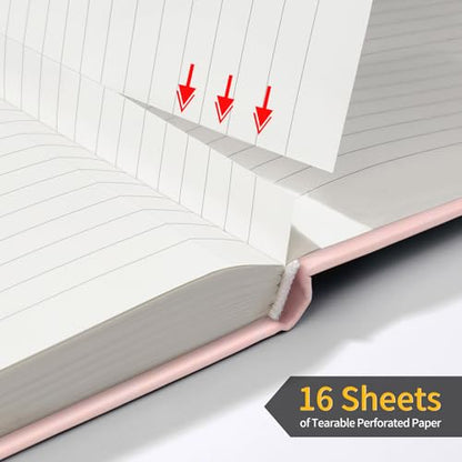 Annecy Lined Journal Notebook, Hardcover Leather Journal for Women & Men, 160 Numbered Pages, Medium 5.5" x 8.25", 100 GSM Thick Paper, Pink - color: Pink, style: Lined