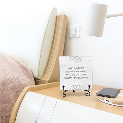 Buddha Life Quote Desk Decor, Funny Office Inspirational Gifts for Family Friends, Meditation Room Tabletop Decor, Zen Home Office Wooden Plaque Sign with Stand (J04) - style: Life Quote